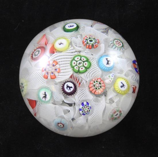 A mid 19th century Baccarat spaced millefiori paperweight, c.1848, 7cm